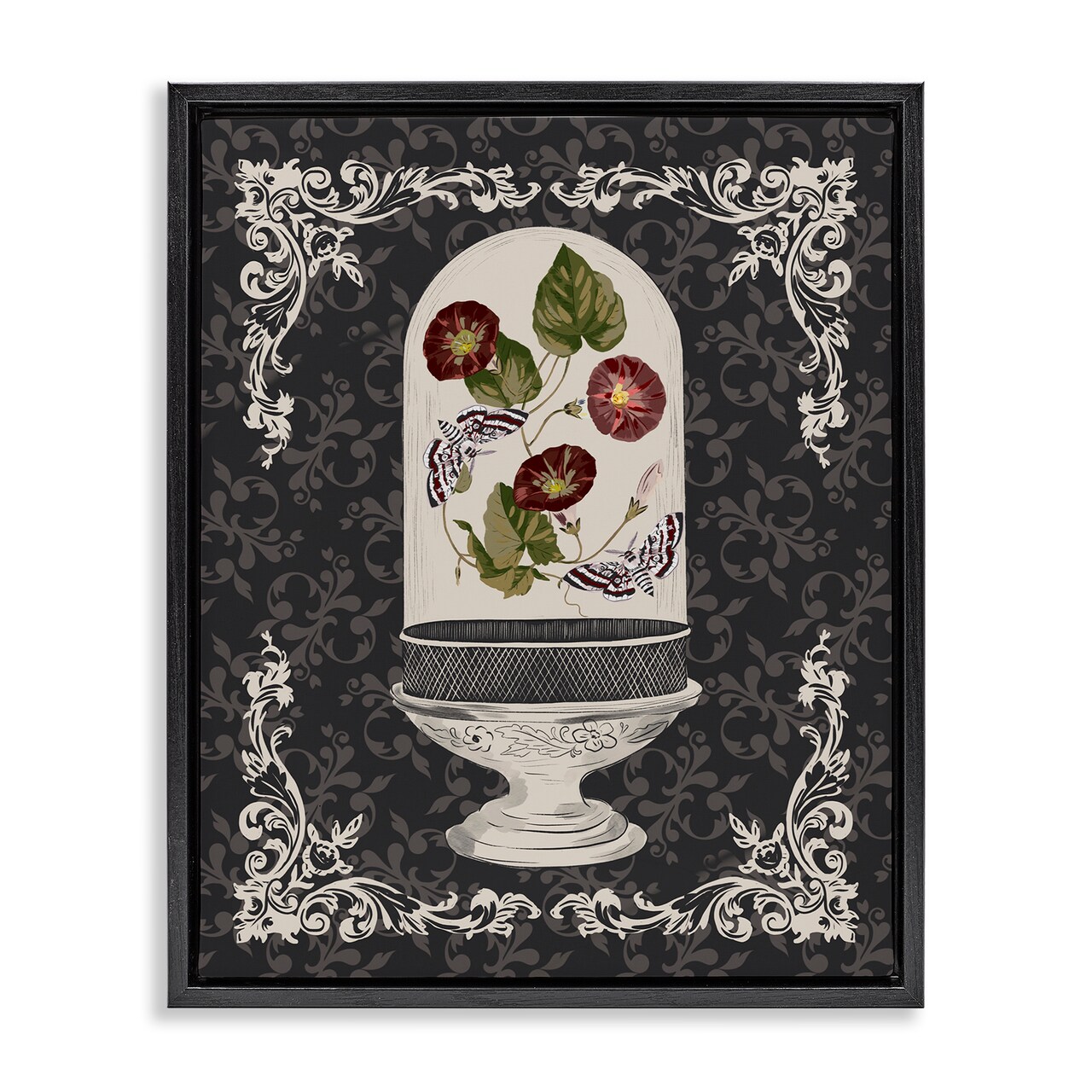 Stupell Industries Moths & Poppies in Glass Dome Floating Frame, design by Radhika Modi